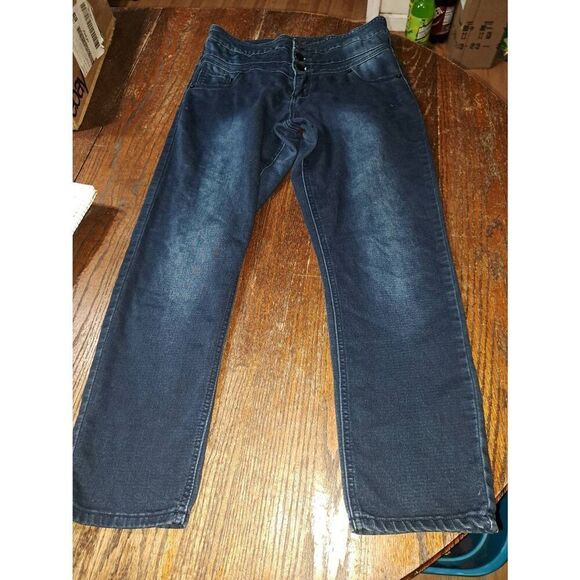 Size 11/12 Short Rue21 High Waist Skinny Freedom Flex 3 Button Denim Blue Jeans - Picture 1 of 5